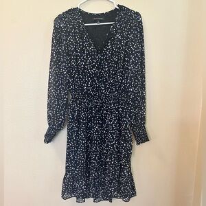 Banana Republic long sleeve polka dot dress- mesh sleeves, excellent condition